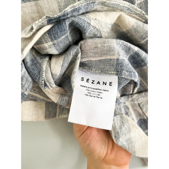 Sézane | Cassandre Short Sleeve Blouse | Blue and White | Fr Sz 36 / US Sz 4 - Picture 6 of 6
